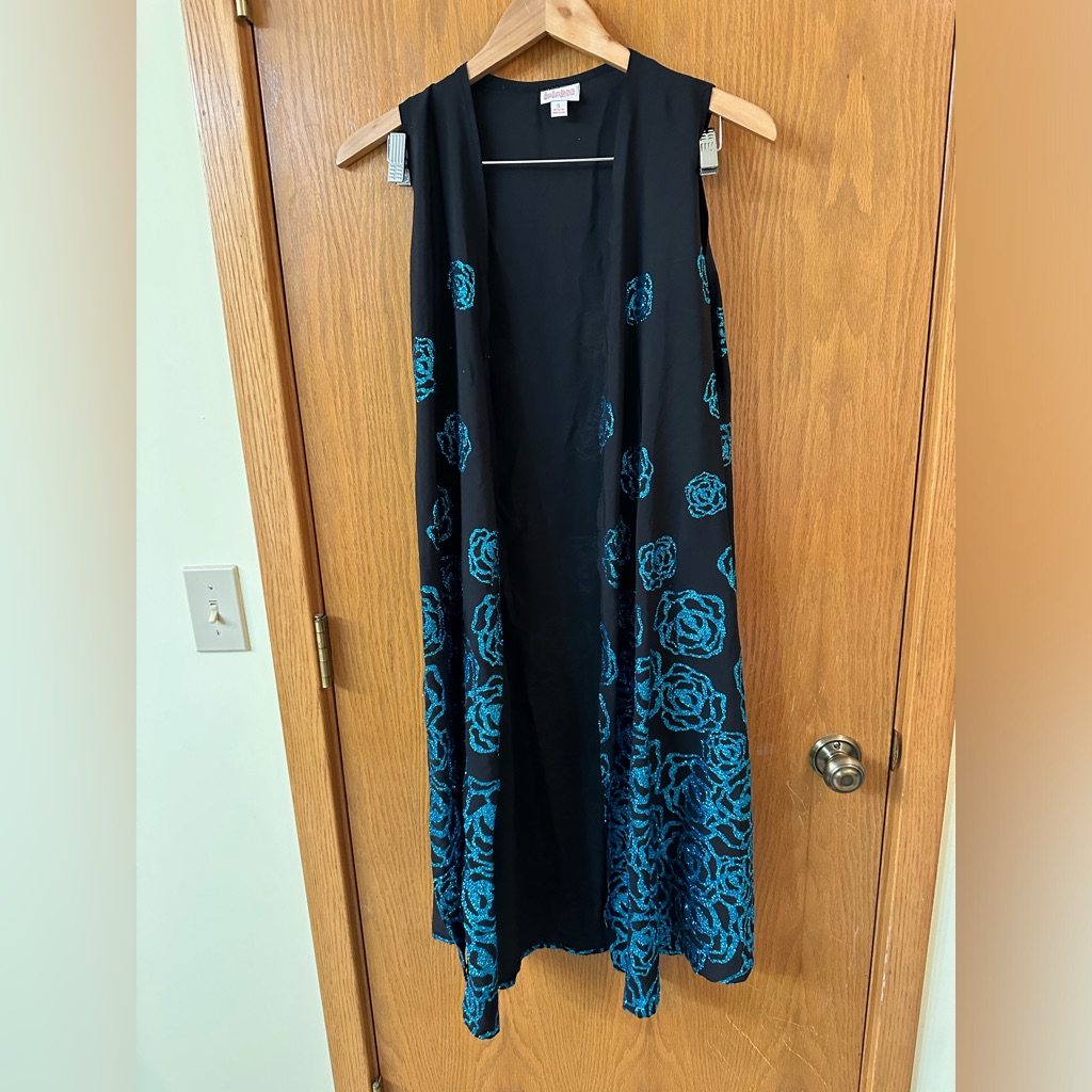 Lularoe Joy Vest Small Unicorn Sparkly Turquoise